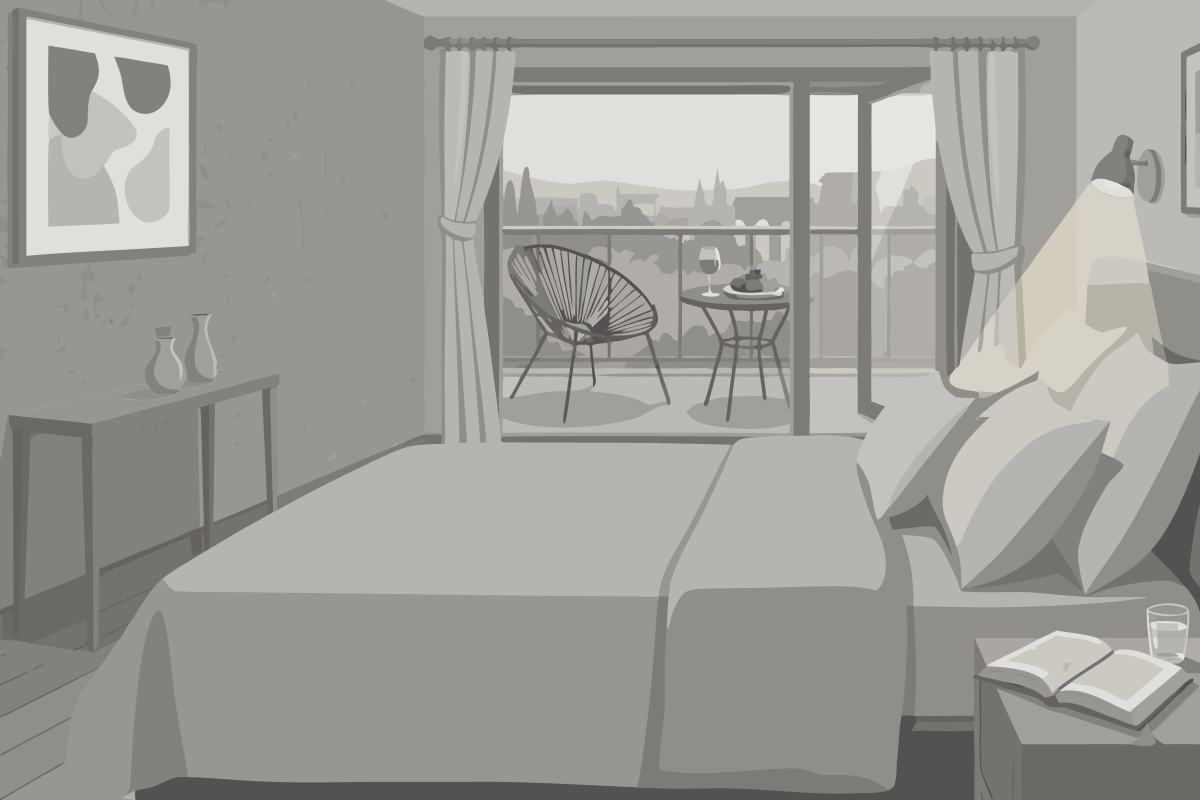 Superior Doppel- oder Zweibettzimmer mit Terrasse und Gartenblick